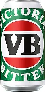 Victoria Bitter, VB Beer, Full Flavoured & Full Strength Lager, 4.9% ABV, 375mL (Case of 24 Cans)