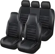 TOYOUN Classic Universal PU Leather Car Seat Covers Full Set Fit Most Cars Trucks SUVS or Vans Gray High Back Front Bucket and Rear Auto Seat Covers Set Car Seat Protector