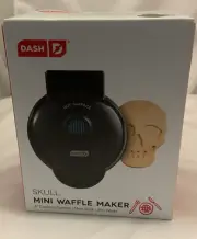 DASH Skull Shape Mini Waffle Maker Non-Stick Black Shimmer Halloween Party NIB