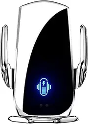 Wireless Car Phone Holder 15W Fast Charging Wireless Charger Station Infrared Sensing(Sliver)