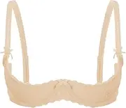 [YiZYiF] Womens Lace Bra Sexy Underwear Spaghetti Straps Bare Exposed Breasts Shelf Tie Bra Tops