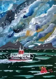 Calmac Ferry Hebrides Original Scottish Oil Painting David R Howard 7" X 5"