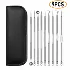 9PCS Blackhead Whitehead Pimple Spot Comedone Extractor Remover Popper Tool Kit
