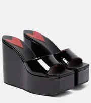 [Alaia] Alaïa Patent leather platform wedge mules AU 10 black