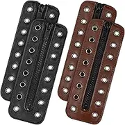 Yuxung 4 Pcs PU Leather Boot Zipper Inserts - Tieless Lace up Zipper Laces 8 Eyelet for Boots and Shoes, Black and Brown, Black, Brown, about 6.26 inches
