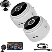 Secret Scope Camera, New Magnetic Mini Security Cameras, Mini Wire-Free Monitor with Night Vision Function, Outdoor Wireless 1080p HD(2pcs White)