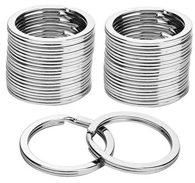 50-Pack 1 Inch Metal Key Rings (25mm) - Silver Split 50PCS Flat Rings 1 inch