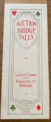 J.C. BLAIR CO HUNTINGDON PA AUCTION BRIDGE TALLY PAD 27 SHEETS VINTAGE 1920s NEW