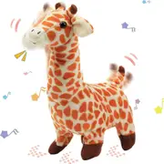 "Walking Giraffe Interactive Electronic Pet Plush Jirafa Toy with Sounds and Movements Animated Shaking Tail Gift for Toddlers Birthday, Brown, 9'"