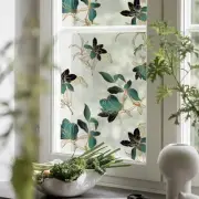 Golden Flower Privacy Window Film, Removable Static Cling Double-Sided Froste...