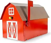Made Easy Kit Metal Mailbox Animal Design - Fast Straight Forward Post Mounting Bracket Install - Durable All Weather Rust Resistant - Letters, Mail, Small Packages (Standard, Red Farm House)