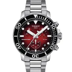 TISSOT 天梭 官方授權 Seastar 1000 海洋之星300米潛水計時錶 送禮推薦-紅/45mm T1204171142100