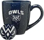 Rico Industries NCAA Mississippi University for Women Owls Primary Logo Navy 16 oz Team Color Laser Engraved Speckled Ceramic Coffee Mug