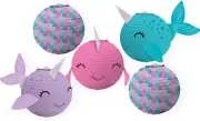 Shimmering Mermaids Little Birthday Party Decoration Mini Narwhal Paper Lanterns
