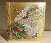 Vintage Large Gold Photo Album Stitched Birds Silver Floral Page Design