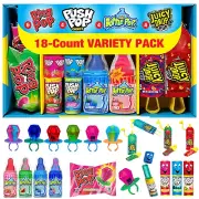 Bazooka Candy Variety Pack: 18 Count Assorted Lollipops, Ring Pop, Push Pop, Bab