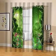 Blackout Curtains for Bedroom Forest Mushrooms 2 x W140cm x D245cm Thermal Insulated Blackout Curtains Heat and Full Light Blocking Curtains Window Drapes for Living Room 2 Panels Set