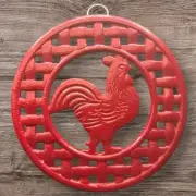 Cast Iron Rooster Trivet Farmhouse Country Decor 8" - Hang or Sit