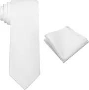 [KOOELLE] Mens Tie Set Solid Color 3.15" (8CM) Formal Tie and Pocket Square Set For Men