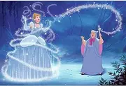 RoomMates JL1375M Disney Princess Cinderella Magic Spray and Stick Removable Wall Mural - 10.5 ft. x 6 ft, Blue