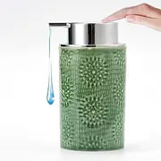 [GIRLUFO] Green Soap Dispenser,10oz Liquid Soap Dispenser for Kitchen & Bathroom,Lotion Dispenser with Soap Pump,Ceramic Hand Soap Bottle for Hand Wash,Dish Soap
