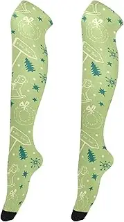 [Caihoyu] Womens Knee High Socks Fashion Crazy Long Knee High Socks Thighs High Socks for Special Occasions Winter Chistmas Pattern, Winter Chistmas Pattern