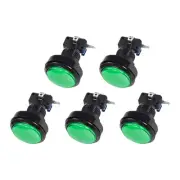 Game Round Push Buttons Green LED Light with Micro Switches 46mm/12V/5 Pcs