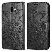 Galaxy J6 Plus Wallet Case 3 Credit Card Slot ID Card Holder, PU Leather Flip Case - Black