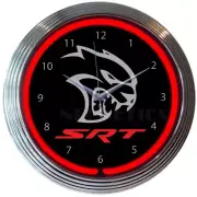 DODGE HELLCAT SRT NEON CLOCK Sign Lamp Light