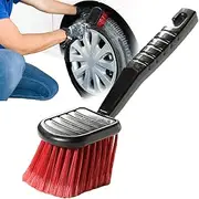 Wheel Cleaning Brush for Alloy Wheels and Tyres | Soft Bristle Car Wash Brush With Long Handle | Practical Washing Tool