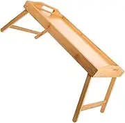 Sosoport Elegant Natural Wood Bed Tray Table Laptop Lap Desk Folding Legs Multi-Use Study Table for Dorm Bedroom