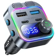 Car Wireless Bluetooth 5.0 FM Transmitter Adapter Type-C PD 66W Fast USB Charger