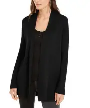 INC International Concepts Slick Yarn Open-Front Cardigan Black XS NWT! $79.50