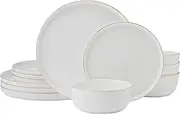 Mikasa Samantha Gold Bone China Chip Resistant 12 Piece Dinnerware Set, Servie for 4