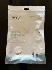 MOTIF Medical Maternity Compression Socks Sz Medium 20-30 mmHg White/Grey/Pink