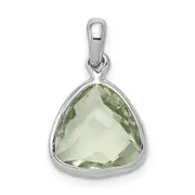 Sterling Silver Rhodium-plated Green Quartz Pendant