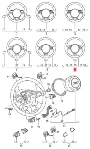 Genuine AUDI Sports Steering Wheel Leather Black/Cloud Grey 8K0419091DSOIG (for: Audi)