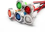 12V-400V LED Warning Light 3 Colors 10mm Indicator Lamp Car Van Boat Indicator Light Pilot Dash Dashboard Panel Warning Lamp Red/Green/Yellow