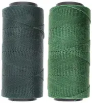2 Knot It Waxed Polyester Cord 1mm Diameter 144M Spools Dark Green, Grass Green