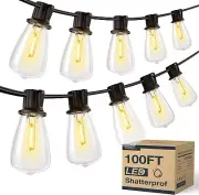 100FT LED Outdoor String Lights with 32 Shatterproof Bulbs