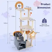 160cm Multi-Level Cat Tree with Sisal Posts, Hammock, and Toys for Indoor Cats