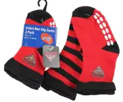 Essendon Bombers Official AFL Baby Infant Non-Slip Socks 2 pack Team Colours