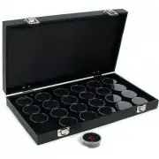 24 Black Foam Gem Jars Display with Travel Display Case 14 3/4" x 8 1/4"