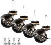 Enenes Ball Caster Wheels Set, 4 PCS Stem Caster, 2 Inch Swivel Caster Replacement with 4 Stem Sockets Antique Brass Castors (Stem Caster with Lock)