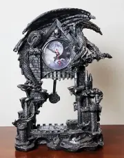 Dark Times Dragon Clock with Pendulum Statue - DWK 2014 Very Detailed & Dramatic