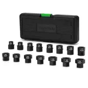 15-Piece 1/2-Inch Drive Metric Low Profile Impact Socket Set, Stubby Socket S...