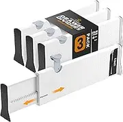 RAPTUROUS Deep Drawer Divider - 5 Inches High, Expands from 13-22 Inch, Adjustable Tall Dividers for Kitchen, Bedroom - Expandable Organizers for Clothes, Baby Dressers - 3 Pack White Deep Separators
