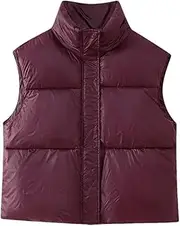 [Generic] Women's Winter Warm Jacket Lightweight Padded Sleeveless Parkas Elegant Waistcoat