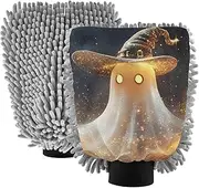 XYMZR Halloween Witch Hat Absorbent Microfiber Car Wash Mitt, Funny Cute Anime Scratch Free for Cars Cleaning, Home Cleaning Mitts, 2 Pack, 10.24” L x 7.09” W