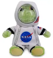 DolliBu Sitting Frog Astronaut Plush with Space Helmet and NASA Suit - 9 Inches